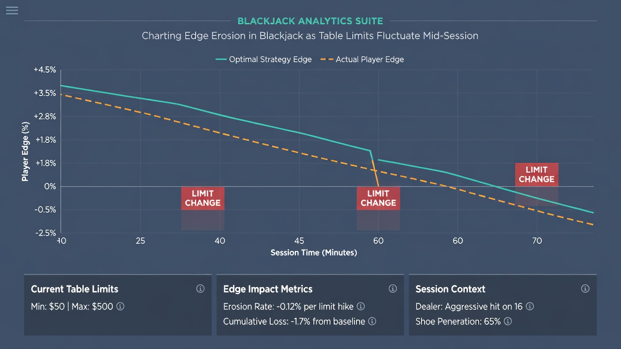 Grafik mit Edge-Verlauf bei variierenden Blackjack-Limits