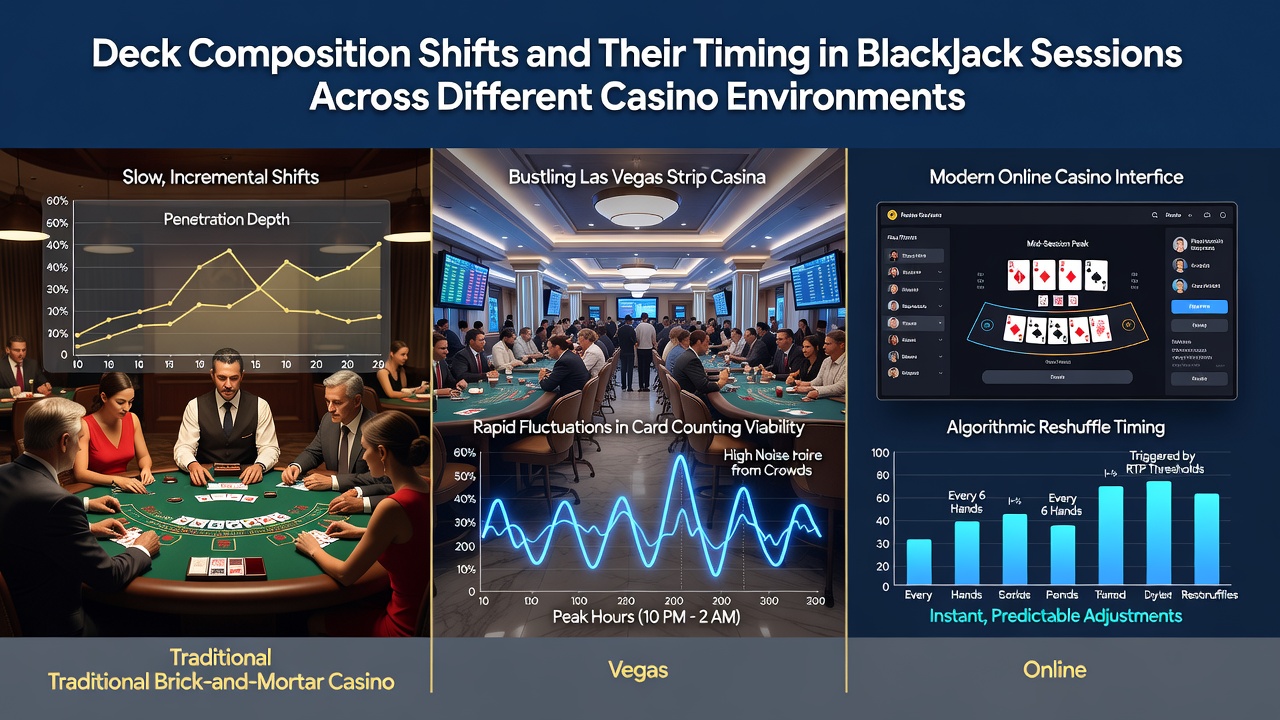 Vergleich der Deck-Verschiebungen in unterschiedlichen Casino-Umgebungen