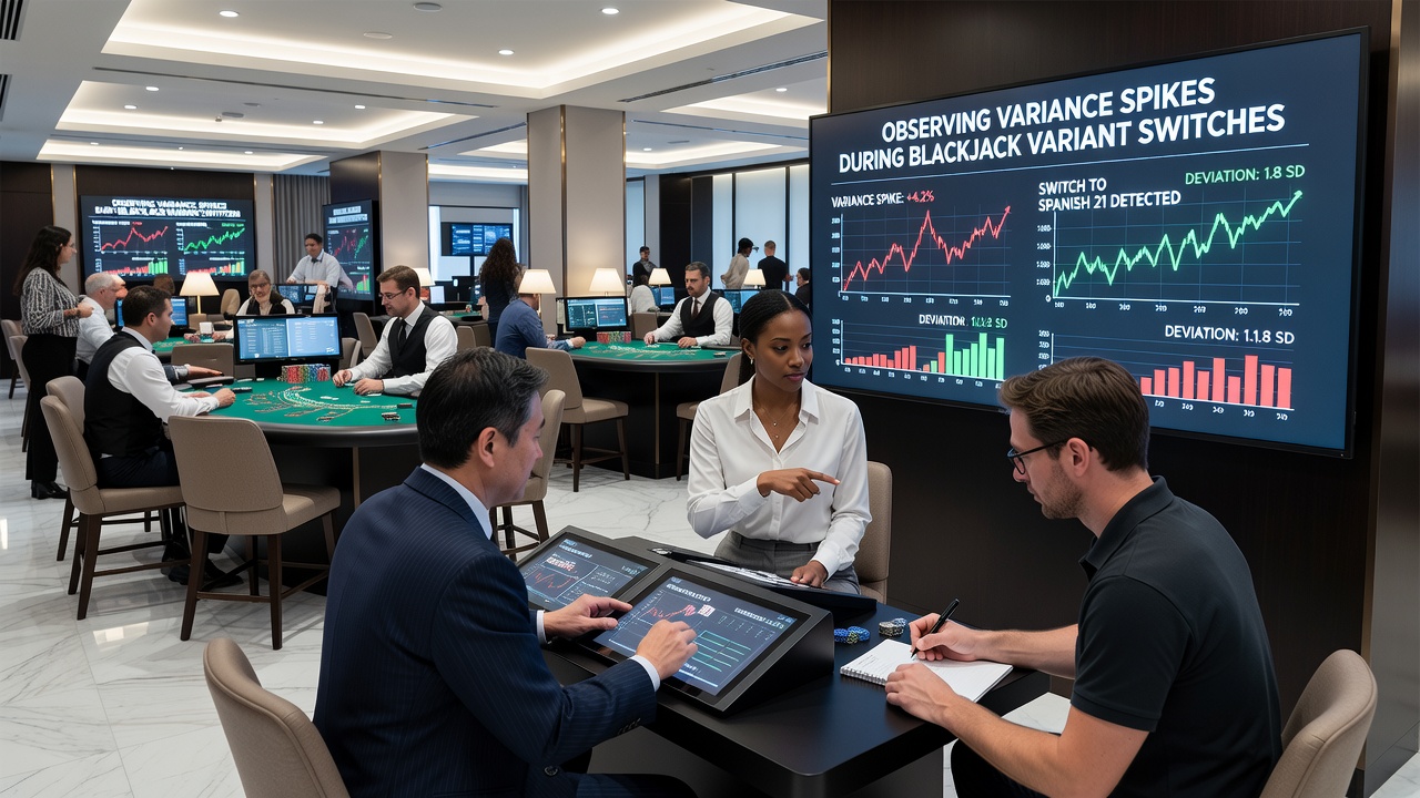 Diagramm zu Varianzspitzen beim Blackjack-Variantenwechsel